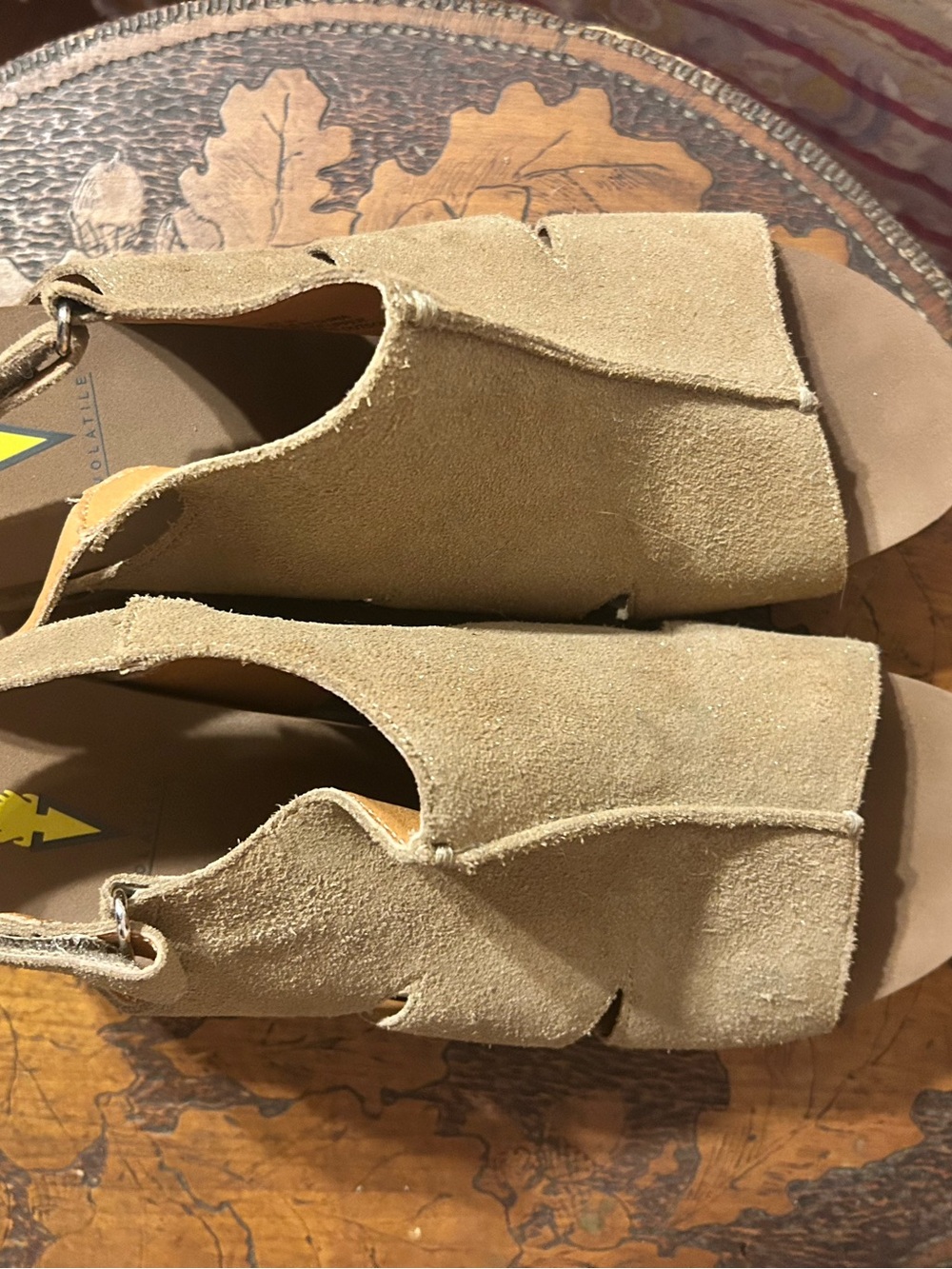 Volatile Wedge Suede Peep Toes Size 10